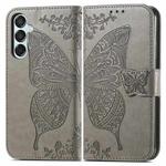 For Samsung Galaxy M15 Butterfly Love Flower Embossed Leather Phone Case(Gray)