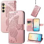 For Samsung Galaxy S25+ 5G Butterfly Love Flower Embossed Leather Phone Case(Rose Gold)