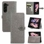 For Samsung Galaxy Z Fold5 Mandala Flower Embossed Leather Phone Case(Gray)