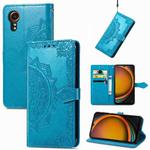 For Samsung Galaxy Xcover 7 Mandala Flower Embossed Leather Phone Case(Blue)