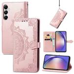 For Samsung Galaxy A55 5G Mandala Flower Embossed Leather Phone Case(Rose Gold)