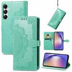 For Samsung Galaxy A55 5G Mandala Flower Embossed Leather Phone Case(Green)