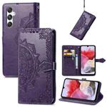 For Samsung Galaxy M34 5G Mandala Flower Embossed Leather Phone Case(Purple)