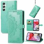 For Samsung Galaxy M34 5G Mandala Flower Embossed Leather Phone Case(Green)