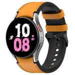 For Samsung Galaxy Watch 6 Silicone Leather Black Buckle Watch Band, Size:S(Yellow)