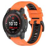 For Garmin Fenix 7 Pro 47mm 22mm Sports Two-Color Silicone Watch Band(Orange+Black)