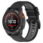 For Garmin Fenix 7 Pro 47mm 22mm Sports Two-Color Silicone Watch Band(Black+Grey)