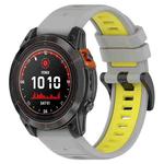 For Garmin Fenix 7 Pro 47mm 22mm Sports Two-Color Silicone Watch Band(Grey+Yellow)