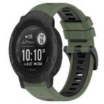 For Garmin  Instinct 2 Solar 22mm Sports Two-Color Silicone Watch Band(Olive Green+Black)