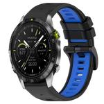 For Garmin MARQ Athlete Gen 2 22mm Sports Two-Color Silicone Watch Band(Black+Blue)