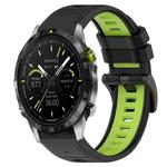 For Garmin MARQ Athlete Gen 2 22mm Sports Two-Color Silicone Watch Band(Black+Lime Green)