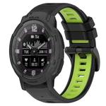 For Garmin Instinct Crossover Solar 22mm Sports Two-Color Silicone Watch Band(Black+Lime Green)