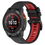 For Garmin Fenix 7 22mm Sports Two-Color Silicone Watch Band(Black+Red)