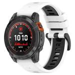 For Garmin Fenix 7 Solar 22mm Sports Two-Color Silicone Watch Band(White+Black)