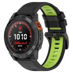 For Garmin Fenix 7 Sapphire Solar 22mm Sports Two-Color Silicone Watch Band(Black+Lime Green)