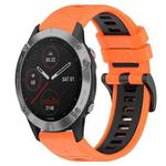 For Garmin Fenix 6 GPS 22mm Sports Two-Color Silicone Watch Band(Orange+Black)