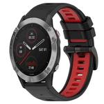 For Garmin Fenix 6 GPS 22mm Sports Two-Color Silicone Watch Band(Black+Red)