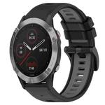 For Garmin Fenix 6 GPS 22mm Sports Two-Color Silicone Watch Band(Black+Grey)