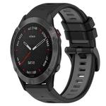 For Garmin Fenix 6 Pro GPS 22mm Sports Two-Color Silicone Watch Band(Black+Grey)