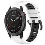 For Garmin Fenix 6 Sapphire GPS 22mm Sports Two-Color Silicone Watch Band(White+Black)