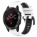 For Garmin Fenix 5 Plus 22mm Sports Two-Color Silicone Watch Band(White+Black)