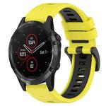 For Garmin Fenix 5 Plus 22mm Sports Two-Color Silicone Watch Band(Yellow+Black)