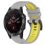 For Garmin Fenix 5 Plus 22mm Sports Two-Color Silicone Watch Band(Grey+Yellow)