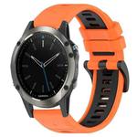 For Garmin Quatix 5 22mm Sports Two-Color Silicone Watch Band(Orange+Black)