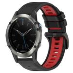 For Garmin Quatix 5 Sapphire 22mm Sports Two-Color Silicone Watch Band(Black+Red)