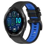 For Garmin Forerunner 965 22mm Sports Two-Color Silicone Watch Band(Black+Blue)