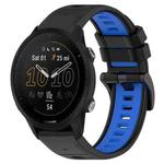 For Garmin Forerunner 955 22mm Sports Two-Color Silicone Watch Band(Black+Blue)