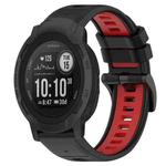 For Garmin Instinct 22mm Sports Two-Color Silicone Watch Band(Black+Red)