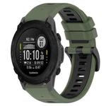 For Garmin Descent G1 22mm Sports Two-Color Silicone Watch Band(Olive Green+Black)