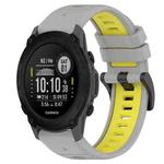 For Garmin Descent G1 22mm Sports Two-Color Silicone Watch Band(Grey+Yellow)