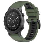 For Garmin MARQ Commander 22mm Sports Two-Color Silicone Watch Band(Olive Green+Black)
