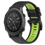 For Garmin MARQ Commander 22mm Sports Two-Color Silicone Watch Band(Black+Lime Green)