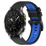 For Garmin MARQ Athlete 22mm Sports Two-Color Silicone Watch Band(Black+Blue)