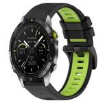 For Garmin MARQ Athlete 22mm Sports Two-Color Silicone Watch Band(Black+Lime Green)