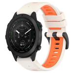 For Garmin MARQ Golfer 22mm Sports Two-Color Silicone Watch Band(Starlight+Orange)