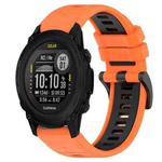 For Garmin Descent G1 Solar 22mm Sports Two-Color Silicone Watch Band(Orange+Black)