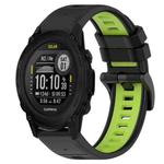 For Garmin Descent G1 Solar 22mm Sports Two-Color Silicone Watch Band(Black+Lime Green)