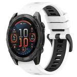 For Garmin Fenix 8 AMOLED 47mm Sports Two-Color 22mm Silicone Watch Band(White+Black)