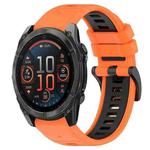 For Garmin Fenix 8 AMOLED 47mm Sports Two-Color 22mm Silicone Watch Band(Orange+Black)