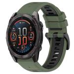 For Garmin Fenix 8 AMOLED 47mm Sports Two-Color 22mm Silicone Watch Band(Olive Green+Black)