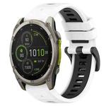 For Garmin Fenix 8 MIP 47mm Sports Two-Color 22mm Silicone Watch Band(White+Black)