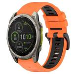 For Garmin Fenix 8 MIP 47mm Sports Two-Color 22mm Silicone Watch Band(Orange+Black)