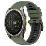 For Garmin Fenix 8 MIP 47mm Sports Two-Color 22mm Silicone Watch Band(Olive Green+Black)