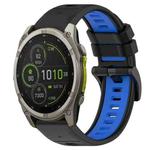 For Garmin Fenix 8 MIP 47mm Sports Two-Color 22mm Silicone Watch Band(Black+Blue)