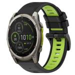 For Garmin Fenix 8 MIP 47mm Sports Two-Color 22mm Silicone Watch Band(Black+Lime Green)