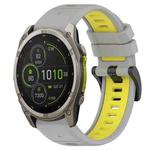 For Garmin Fenix 8 MIP 47mm Sports Two-Color 22mm Silicone Watch Band(Grey+Yellow)